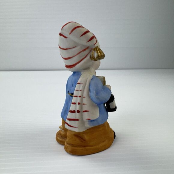 Vintage 1980 MWC Taiwan Ceramic Caroler Bell Figurine Boy Lantern Cat Christmas - Picture 10 of 10
